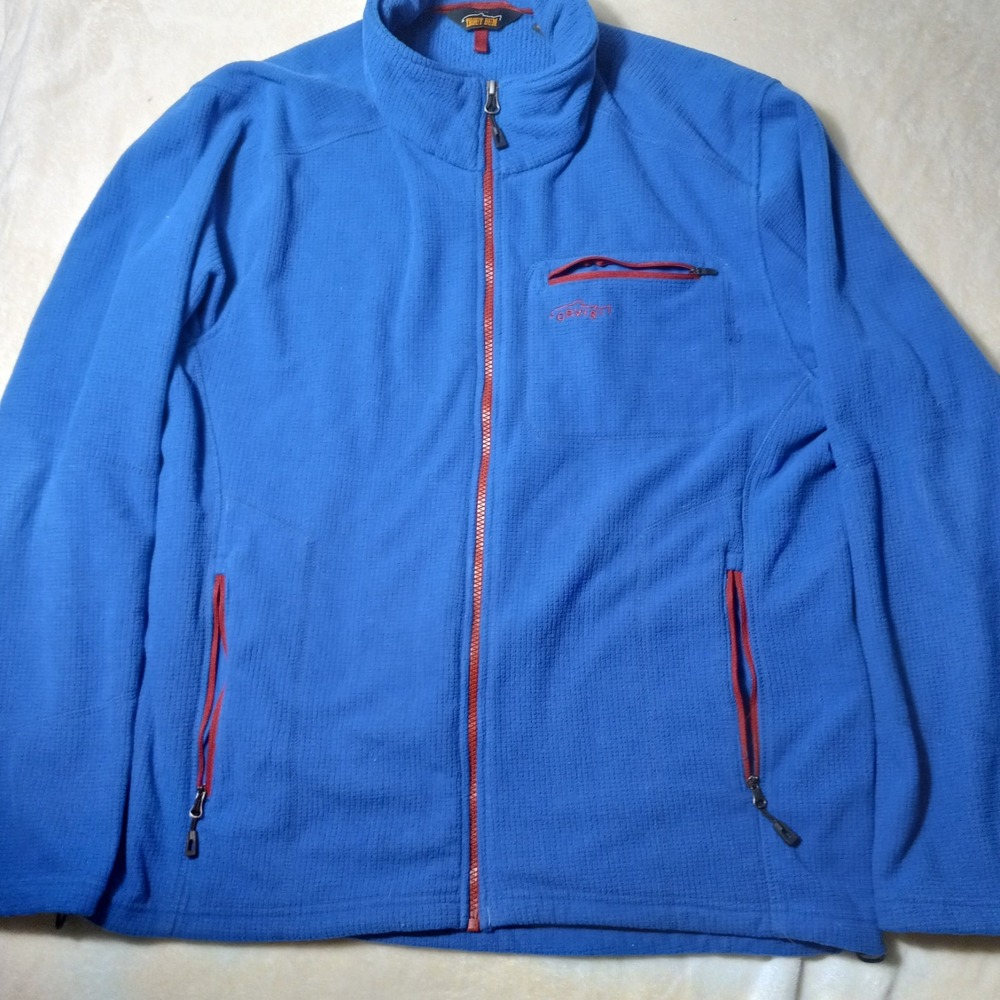 Orvis Trout Bum fleece Shacket shirt jacket Mens L Blue knit full zip